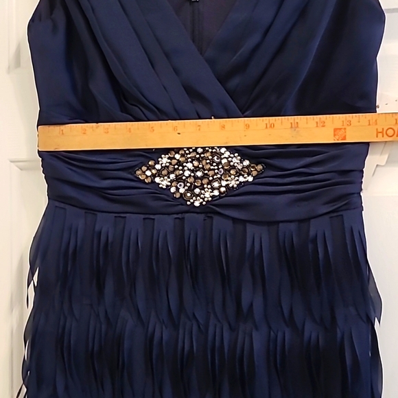 Hailey Size 8 Fabric Fringe Dress Navy Blue Beaded Crystal Emblem - Picture 5 of 6